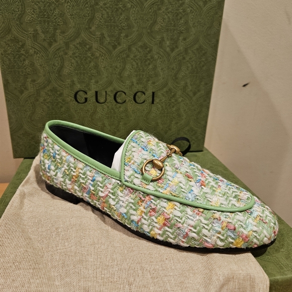 Gucci Jordaan Tweed Horsebit Moccassin Loafers Multicolor Size EU 36 - Picture 2 of 10